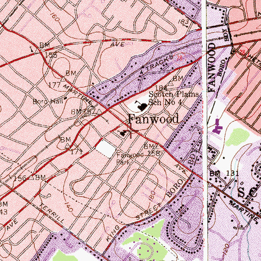 Topographic Map of Fanwood Presbyterian Church, NJ