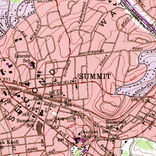 Topographic Map of Unitarian Church In Summit, NJ