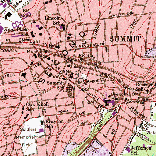 Topographic Map of Free Public Library of Summit, NJ