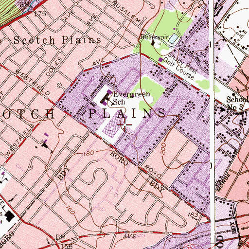Topographic Map of Scotch Plains Fanwood High School, NJ