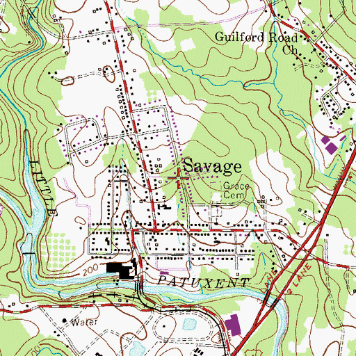 Topographic Map of Savage Fire Station, MD