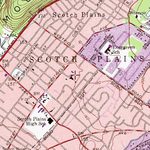 Topographic Map of Saint Bartholomew Interparochial School, NJ