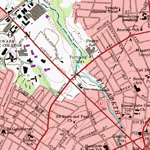 Topographic Map of Liberty Hall Museum, NJ