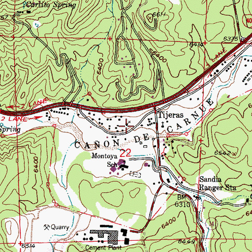 Topographic Map of East Mountain Library, NM