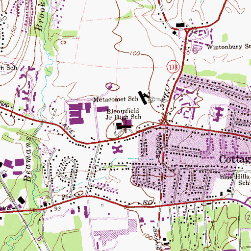Topographic Map of Bloomfield Junior High School, CT