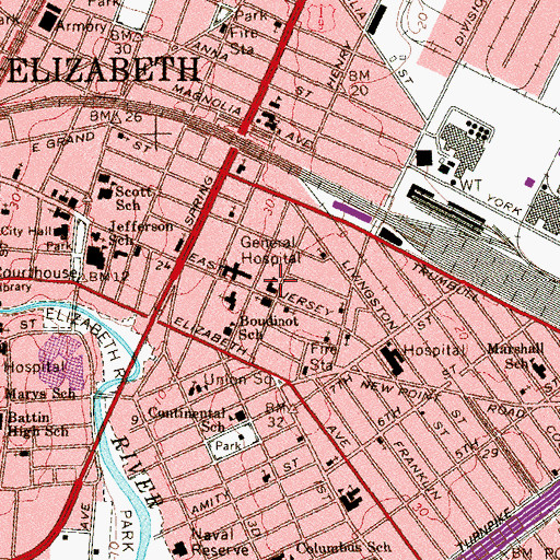 Topographic Map of Saint Michaels Hall, NJ