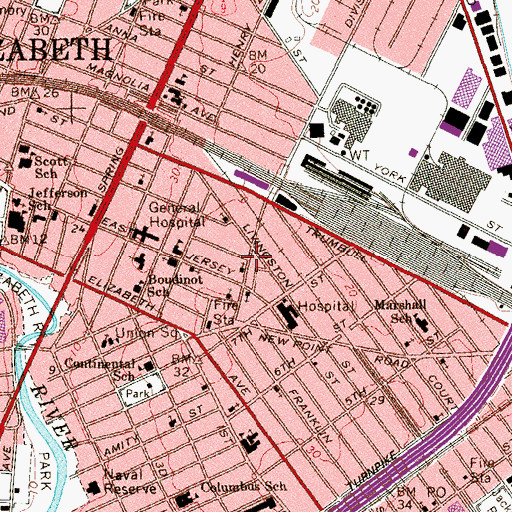 Topographic Map of Saint Joseph's Hall, NJ