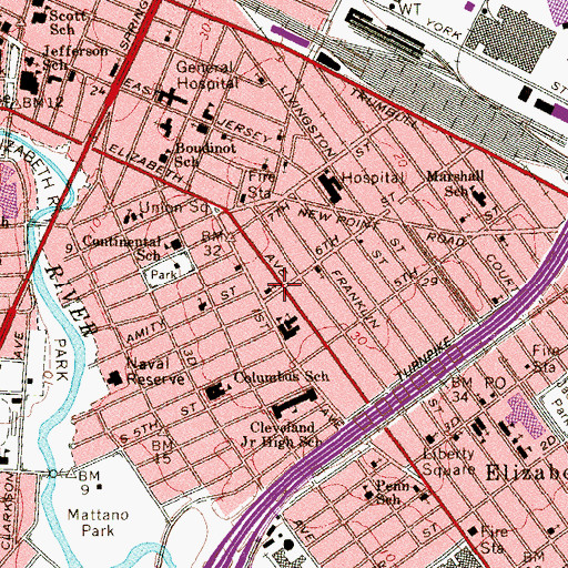 Topographic Map of Calvary Methodist Church, NJ