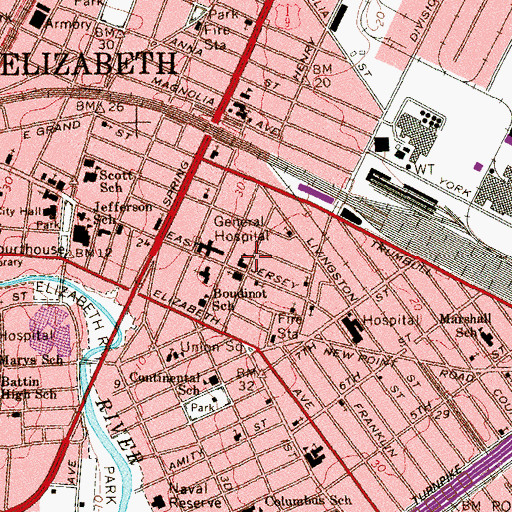 Topographic Map of Saint Michaels Elementary School (historical), NJ
