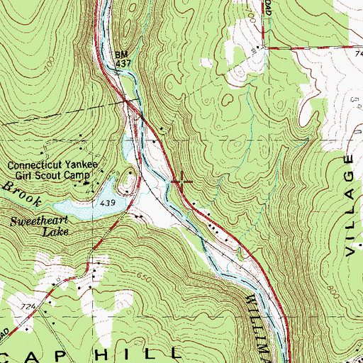 Topographic Map of Bonemill Brook, CT