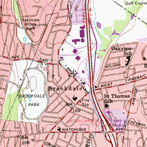 Topographic Map of Brookdale Baptist Church, NJ
