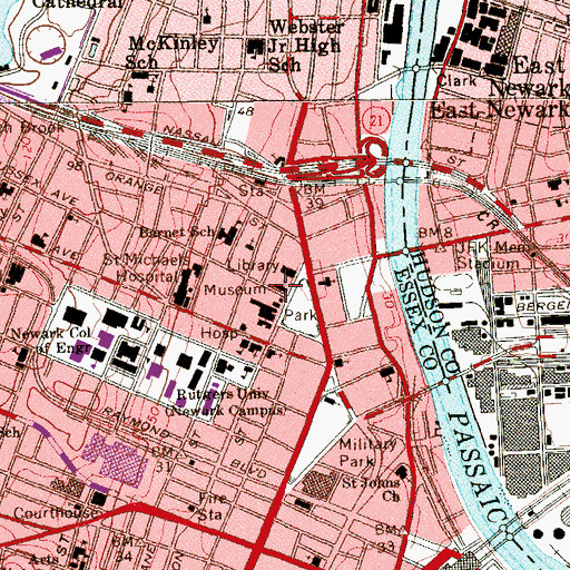 Topographic Map of Newark Museum, NJ