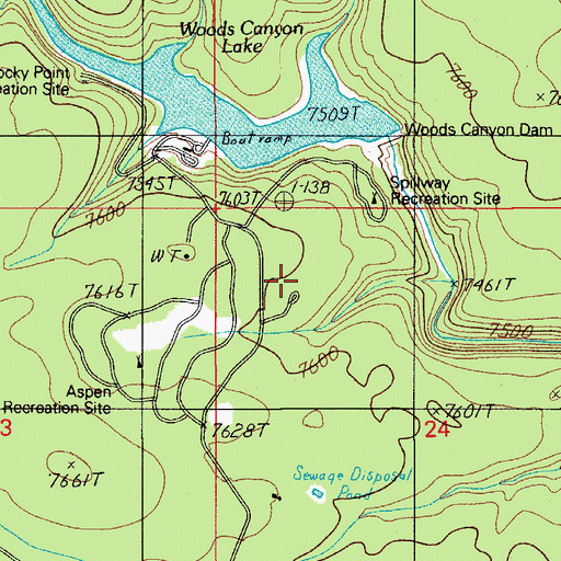 Topographic Map of Wood Pond Campground, AZ