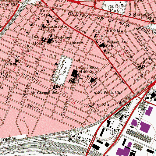 Topographic Map of Saint Casimir's Roman Catholic Church, NJ