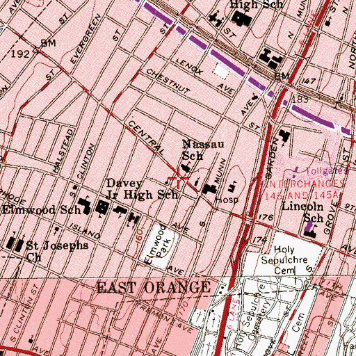 Topographic Map of Messiah Baptist Church, NJ