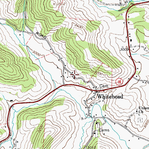 Topographic Map of Whitehead Community Center, NC