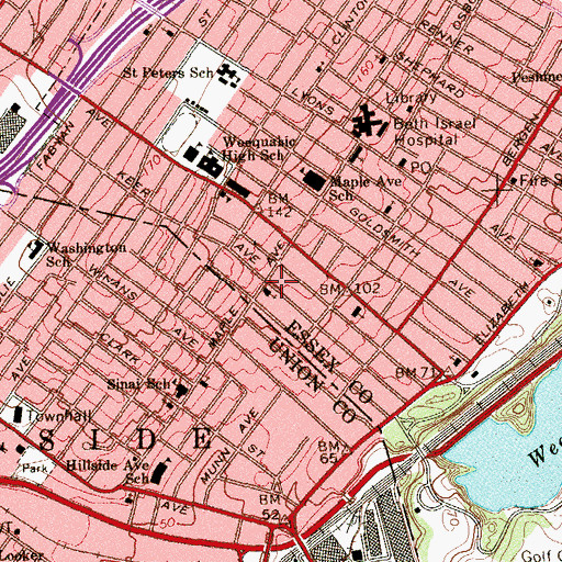 Topographic Map of Franklin-Saint John's United Methodist Church, NJ