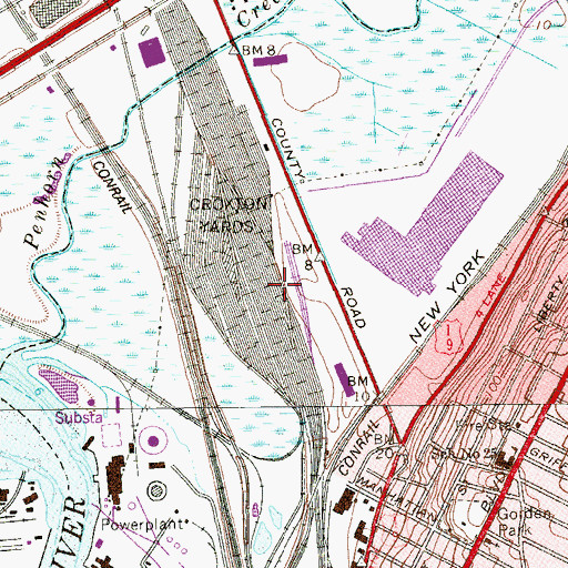 Topographic Map of Erie Yards (historical), NJ