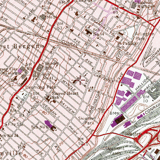 Topographic Map of Number 29 Elementary School, NJ