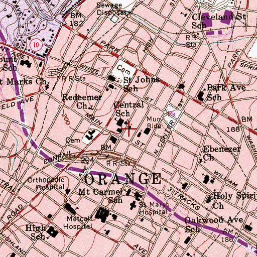 Topographic Map of First Unitarian Universalist Church, NJ