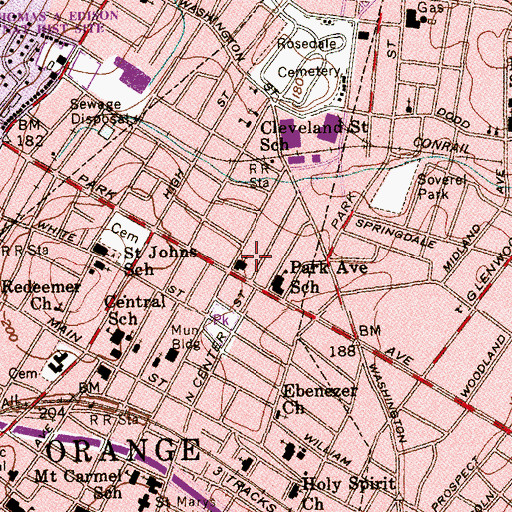Topographic Map of Methodist Church of Orange, NJ