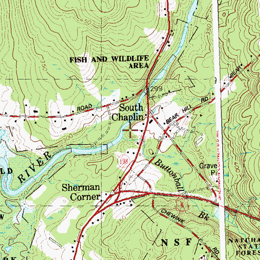 Topographic Map of Buttonball Brook, CT