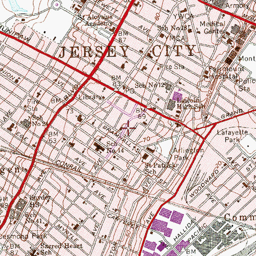 Topographic Map of Kingdom Hall of Jehovahs Witnesses, NJ