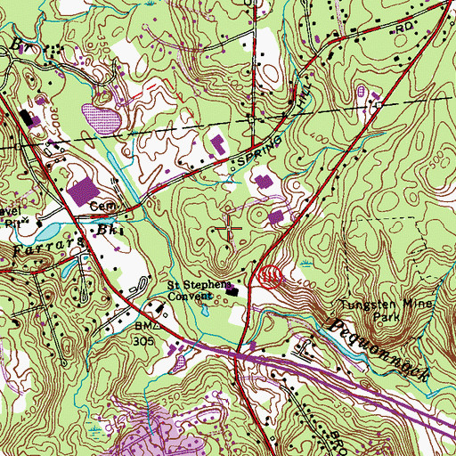 Topographic Map of Camp Trefoil, CT