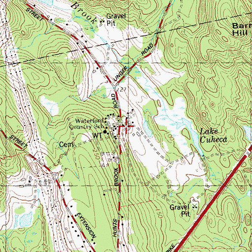 Topographic Map of Camp Waterford, CT