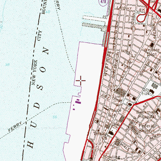 Topographic Map of New York Mercantile Exchange, NY