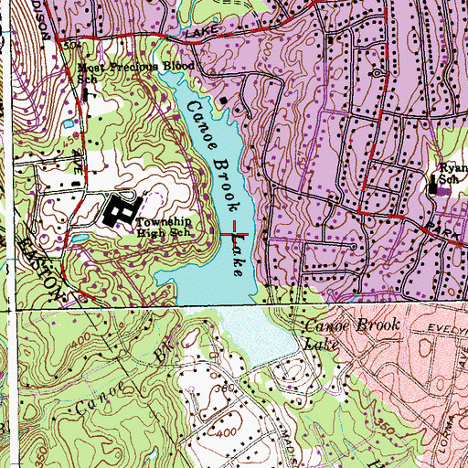 Topographic Map of Canoe Brook Lake, CT