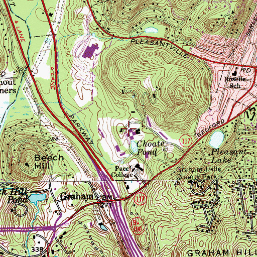 Topographic Map of Choate Hall, NY