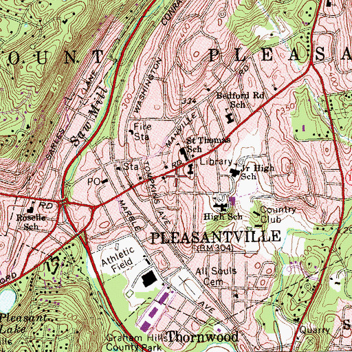 Topographic Map of Pleasantville Presbyterian Church, NY