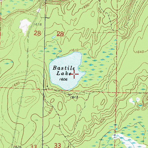 Topographic Map of Bastile Lake State Natural Area, WI