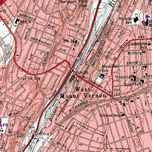 Topographic Map of Mount Vernon West Station, NY