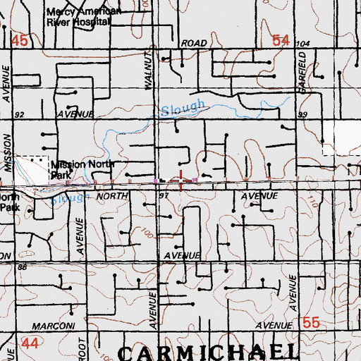 Topographic Map of Department of Motor Vehicles - Carmichael Office, CA