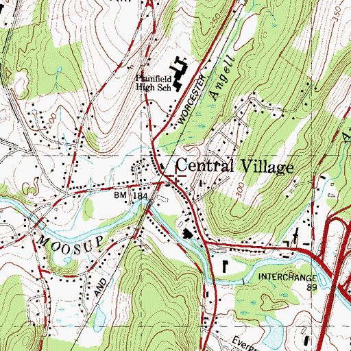 Topographic Map of Central Village, CT