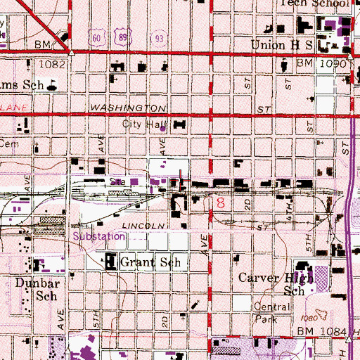 Topographic Map of Phoenix Police Museum, AZ