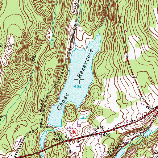 Topographic Map of Chase Reservoir, CT