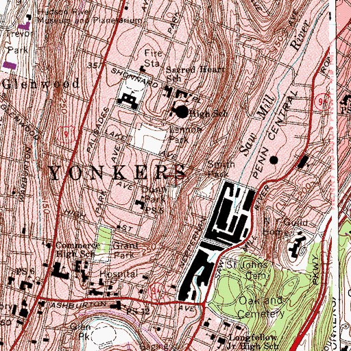 Topographic Map of North Yonkers Boys Club, NY