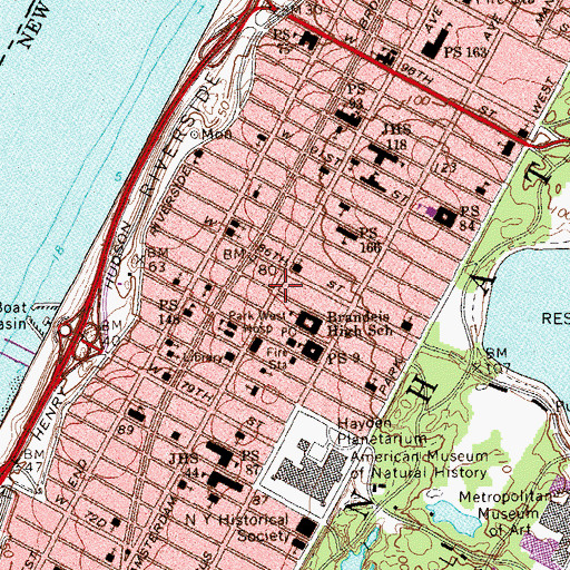 Topographic Map of Upper West Side, NY