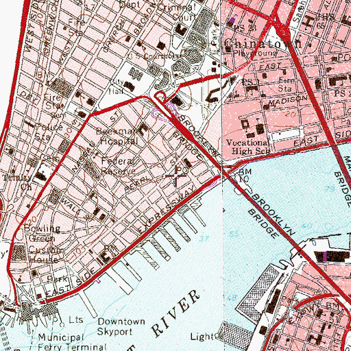 Topographic Map of Beekman Street Hospital (historical), NY