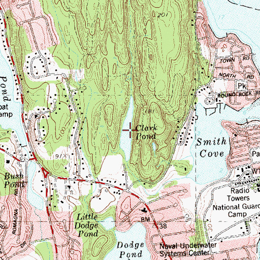 Topographic Map of Clark Pond, CT