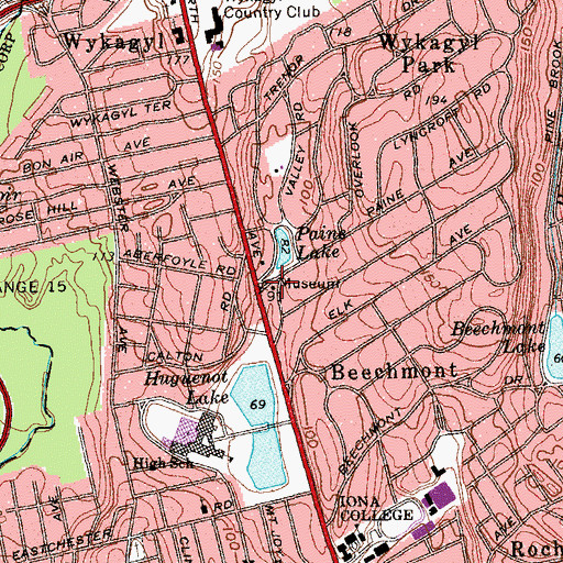 Topographic Map of Thomas Paine Cottage and Memorial, NY