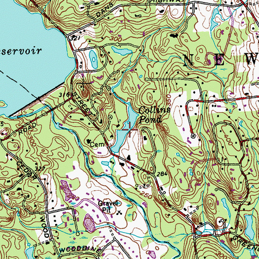 Topographic Map of Collins Pond, CT