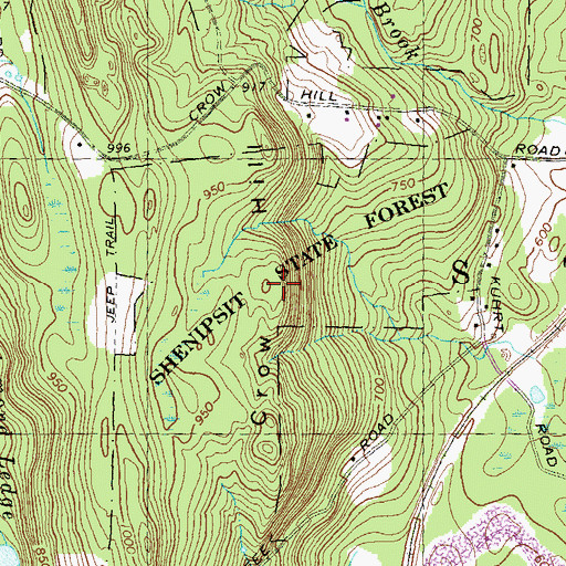 Topographic Map of Crow Hill, CT