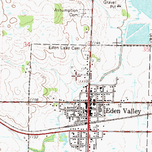 Topographic Map of Eden Valley Post Office, MN
