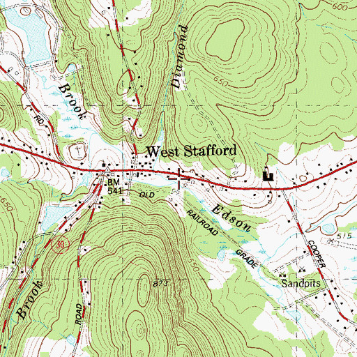 Topographic Map of Diamond Ledge Brook, CT