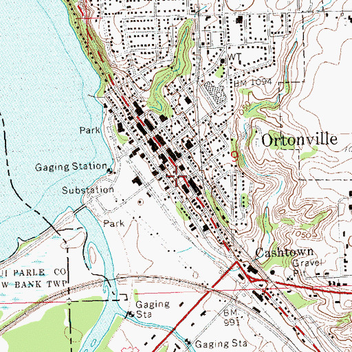Topographic Map of Ortonville Post Office, MN