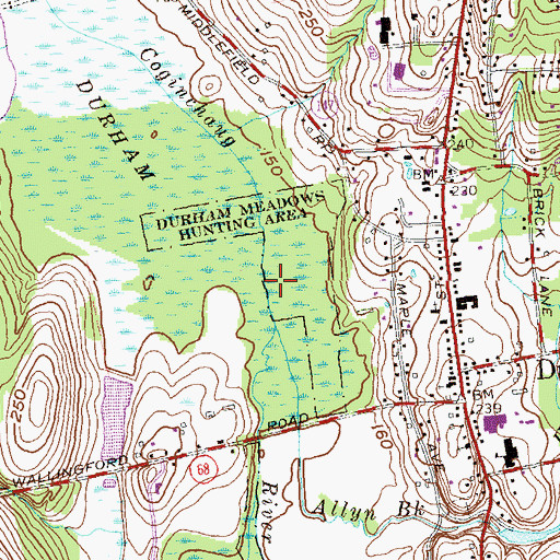Topographic Map of Durham Meadows, CT